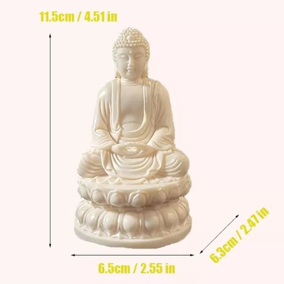 SHAKYAMUNI BUDDHA WHITE STATUE-Dhyana Samadhi-Resin-4.5"-Meditation-Mudra New - Picture 4 of 14
